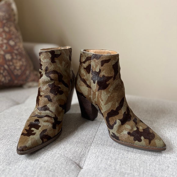 Lucky Brand Adalan Calf Hair Camo Heeled Booties - Picture 1 of 7